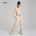 2026 Women Clothing Custom Sweatsuit Tracksuits 2 Piece Set Ladies Fleece Quarter Zip Sweatshirt and Wide Leg Sweatpants Set