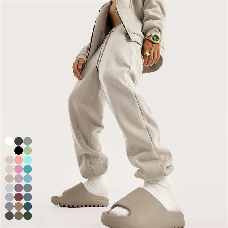 345GSM Men's Heavyweight Fleece Breathable Low Waist Casual and Trendy Streetwear Jogger Sweatpants