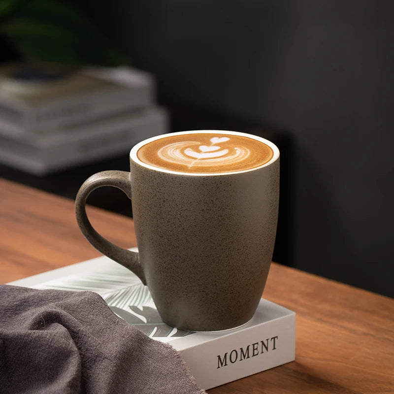 Ready to Ship Custom logo 300cc Retro Granite Ceramic Mug Professional Stretch Latte Italian Concentrated Porcelain Coffee Cup