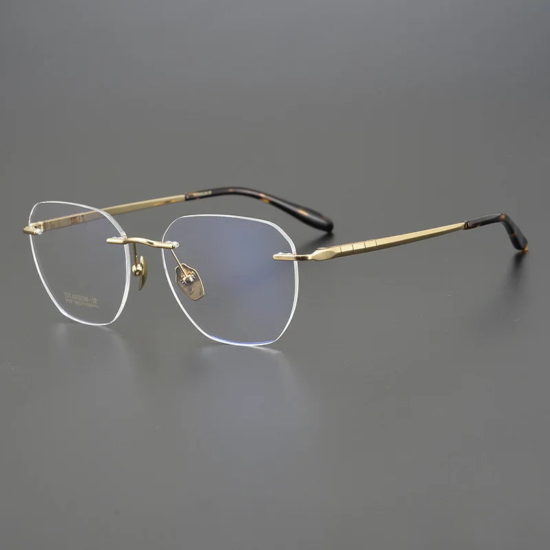 Shenzhen Manufacturer's Ultra-Light Men's Pure Titanium Frameless Glasses Great Wall Leg Eyeglasses Frames