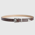 Vintage Style Women's Western Cow Hide Leather Waist Belt Alloy Pin Buckles 2.4cm Width 107cm Length Embossed OEM Logo Leisure