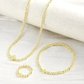 New Fashion Simple Women's Jewelry Set 4mm Golden Hematite Cross Charm Beaded Choker Necklace Earrings Ring Set