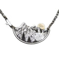 Jewelry Landscape Necklaces Gold Sun Flying Bird and Pine Trees Pendant Mountain Necklace