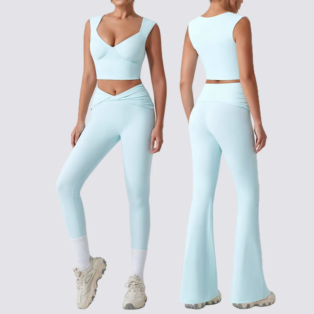 Clothing Manufacturers Custom Sports Wear Female Gym Fitness Set Flare Yoga Pants Women Yoga Set