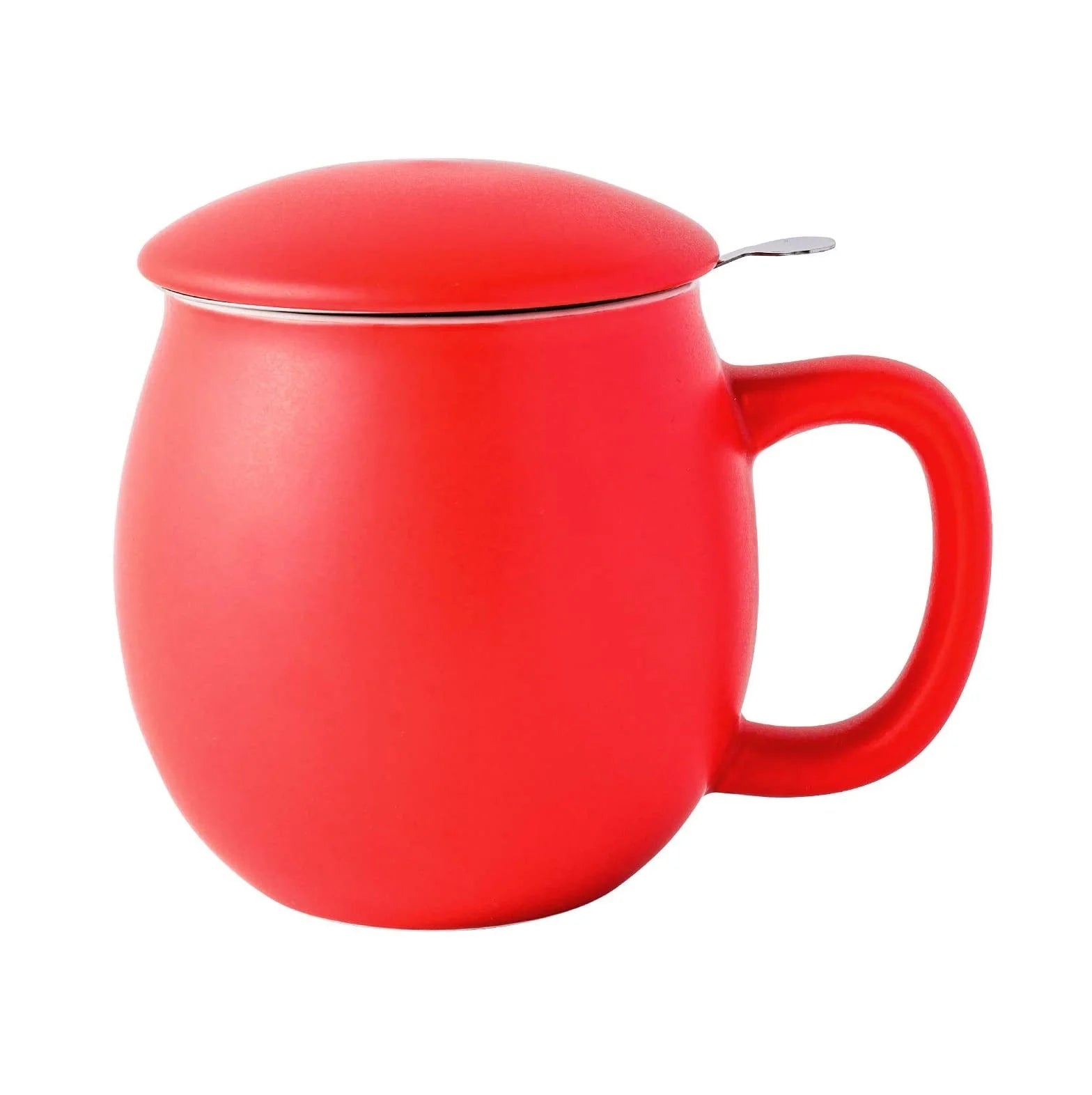 Modern 12oz 350ml Portable Travel Porcelain Mug with Handle and Infuser Lid Saucer Included for Coffee Tea Cocoa Drinkware