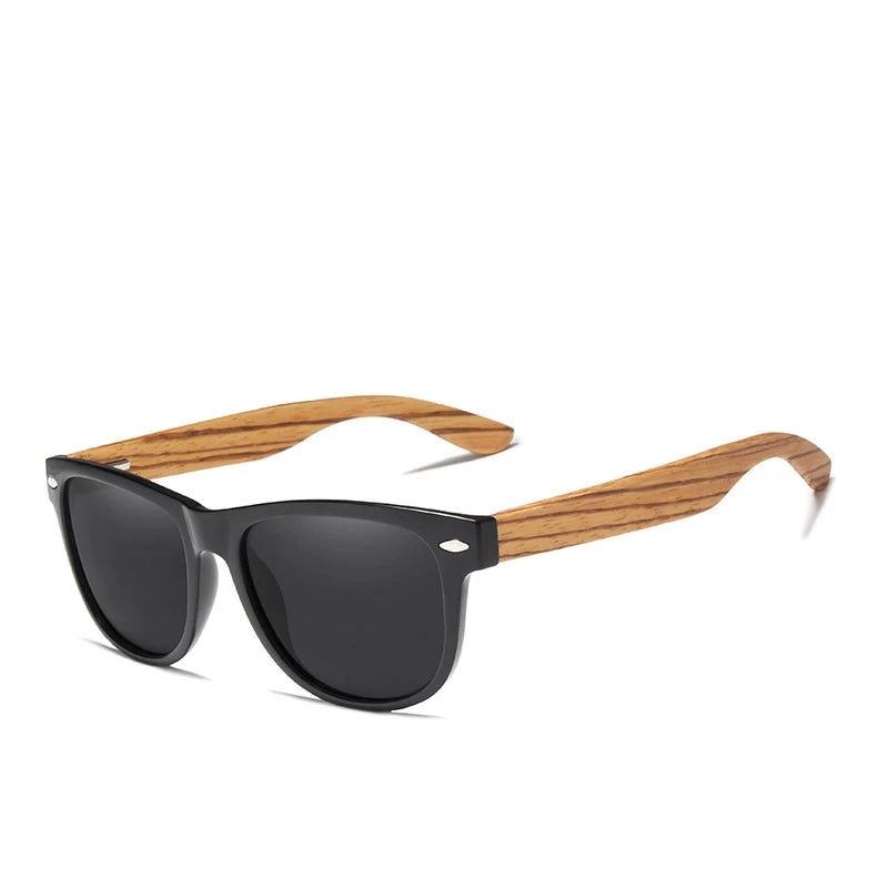 For KINGSEVEN 5789 Men's Zebra Natural Wood Polarized Sunglasses Retro Wooden Frame Driving Shades for Women