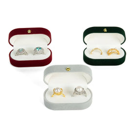 7x4x3cm Creative Couple Single or Double Rings Box Velvet Engagement Boxes Can Pack 2 Rings