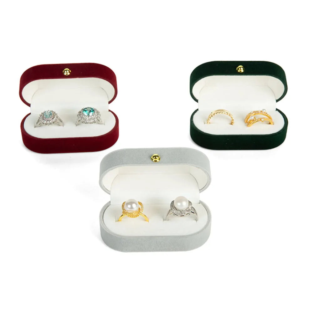 7x4x3cm Creative Couple Single or Double Rings Box Velvet Engagement Boxes Can Pack 2 Rings