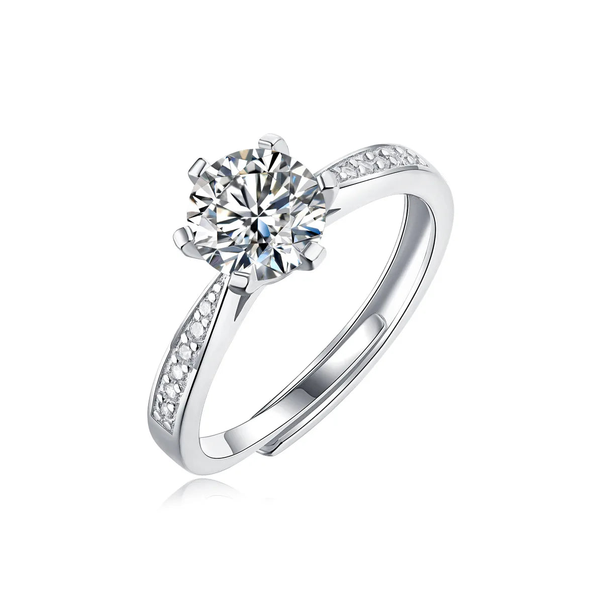 Classic 925 Sterling Silver Wedding Engagement 1ct Carat Moissanite Diamond Ring Fine Jewelry for Women Gift