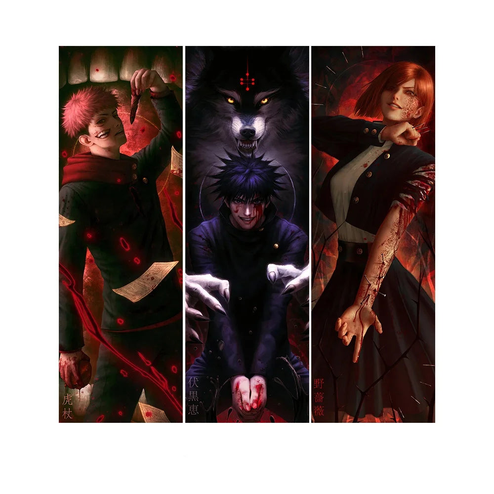Newest Designs Rectangle Shape Anime Jujutsu Kaisened Motion Stickers Three Pictures Flip 3D Lenticular Sticker Car Home Decor