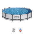 Bestway 56595 Steel Pro MAX Outdoor Adult Swimming Pool Round Frame Above Ground Pool Set 4.27 m X 84 cm