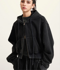 Women Washed Manufacturer Custom Ladies Drawstring Vintage Fleece Hoodie Acid Washed Cropped Hoodies