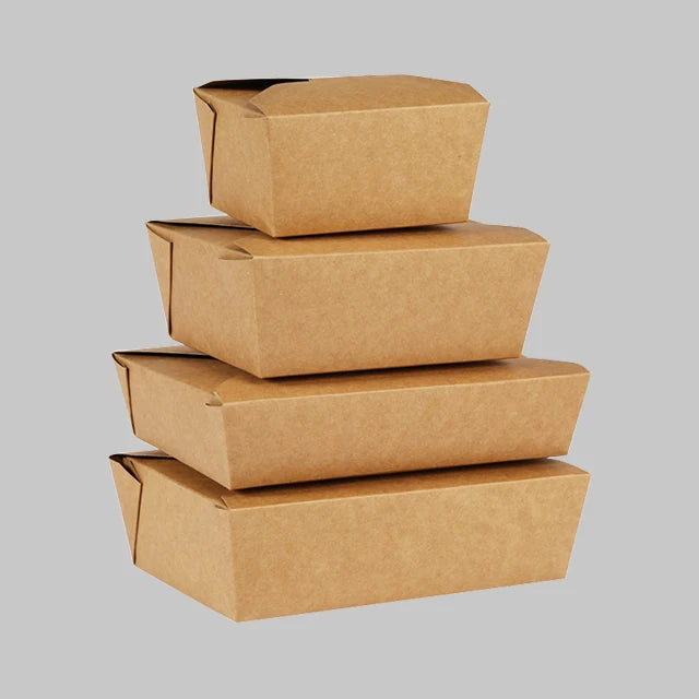 Take Away Kraft Paper Box Disposable Paper Food Folding Box Packaging Supplier