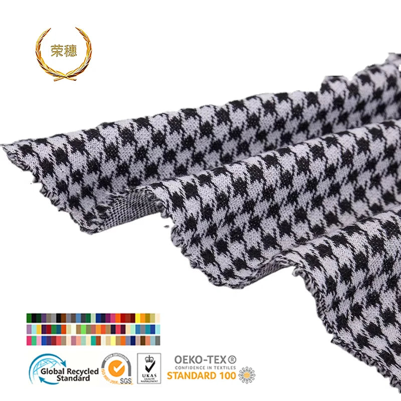 Customization Wear Resistant Polyester Tc Cotton Work FabricYarn Dyed Jacquard Plaid Knitted  Plaid Jacquard Elastic Fabric