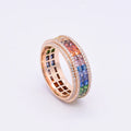 Xingyue Best Selling Rainbow Cubic Zirconia Anniversary Ring Rose Gold Multi Colors Crystal CZ Wedding Bands Rings for Women