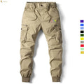 Mens Fashion Cotton Many Pockets Stretch Flexible Joggers Sports Pants Casual Trousers Mens Long Pants