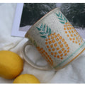 INS Handmade Painted Pineapple Shapes Ceramic Tea Cup Espresso Cups Ceramic Water Cup Creative Breakfast Oatmeal Mug