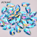 JUNAO 17*28mm Sew on Stones Loose Rhinestone Appliques Drop Crystal AB Rhinestones for Garments