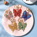 Fashion Ornaments Colorful Rhinestone Butterfly Keychain Alloy Craft Car Pendant Gift Lady Bag Key Ring