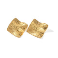 Waterproof 18k Gold Plated Stainless Steel Earrings Fashion Irregular Scratches Square Stud Earrings for Women Accesorios Mujer
