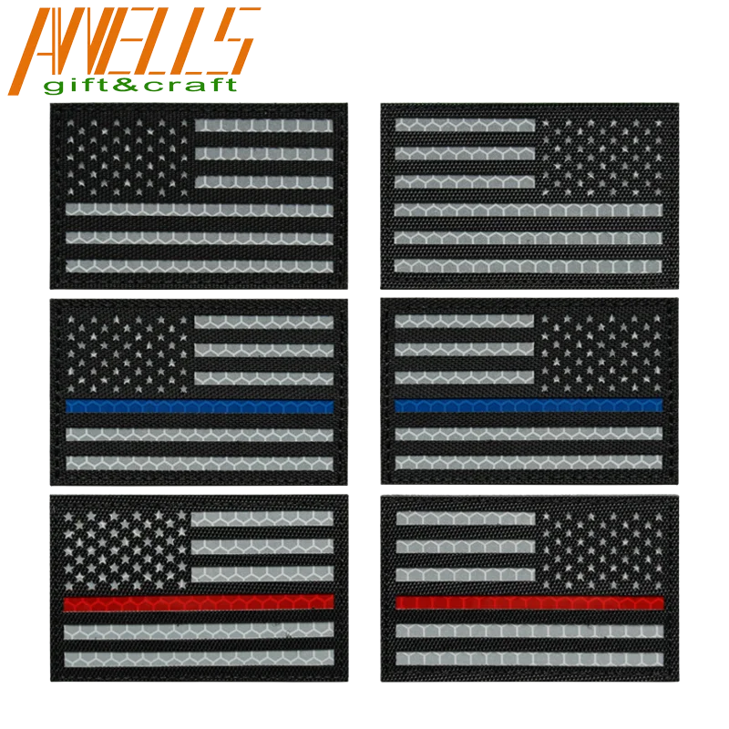 Custom Logo IR Infrared Reflective Patch Badge 3D Star Shaped Tactical Armband Nylon Fabric Laser Cut Standard Reverse Design