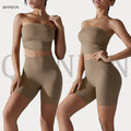 Custom Logo Anti Slip and Anti Glare Bra With Shorts Solid Fitness Yoga Sport Wear Women Plus Size Workout Yoga Sets
