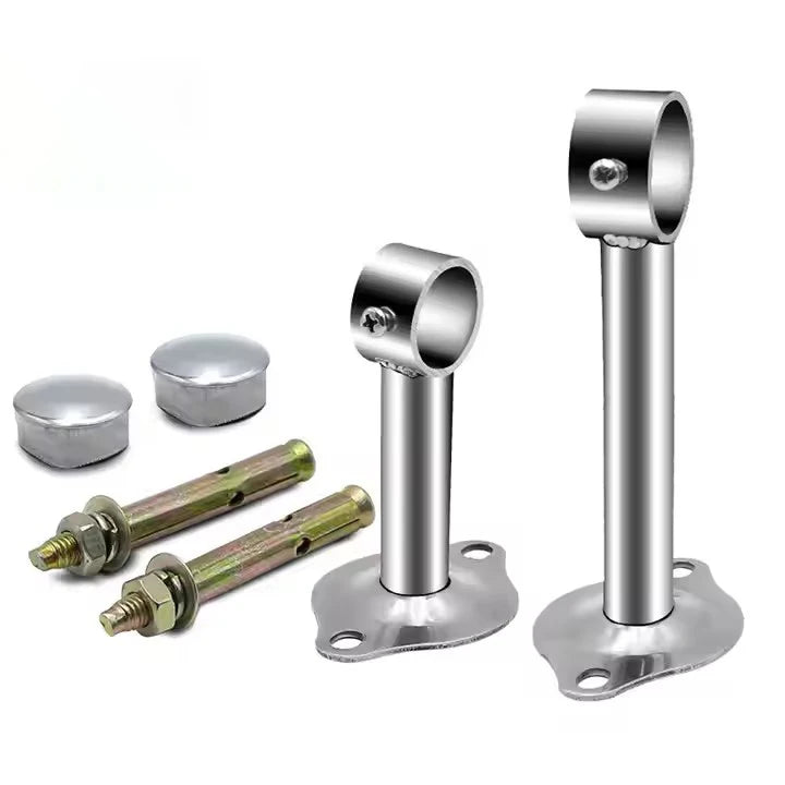 Tall Rounded Center Post Bracket Ceiling-Mount Bracket Wardrobe Pipe Bracket Closet Rod Lever Support Holder Pipe Socket