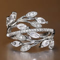 CAOSHI Creative Leaves Shaped Cross Design Cubic Zirconia Finger Rings for Women Wedding Fashion Jewelry Silver Plated CZ Rings