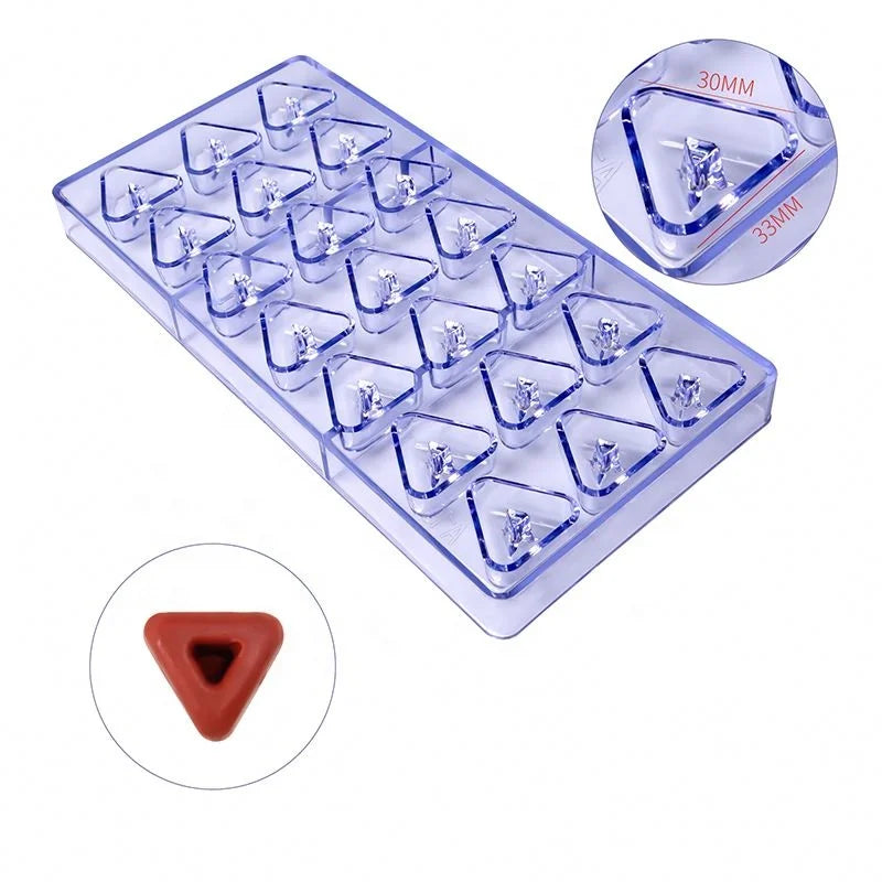 Triangle Shape 21 Cavity Fondant Cake Candy Moulds 3D Clear Plastic Chocolate Mold for Baking