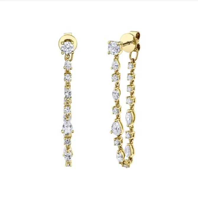 LOZRUNVE Wholesale Jewelry Gold Plated Boho Long Zirconia Crystal Drop Earring Women