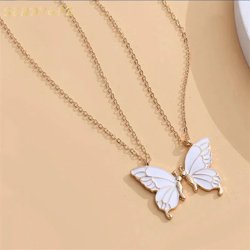 2022 Popular Silver Pendant Necklace Girl Jewelry Charm Butterfly Necklace Chain Best Friend Friendship Necklace for Women