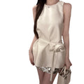 Women's Handmade 3D Rose Belt Shows Thin Temperament Dress