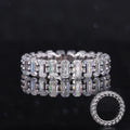 9k Solid White Gold with 2*4mm Emerald Cut Moissanite Wedding Band Ring