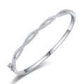 Korean Luxury Cross Wave Cuff Bracelet Bangle 925 Sterling Silver Simple Mirco Inlay Cz Iced Out Bangles for Women Gifts