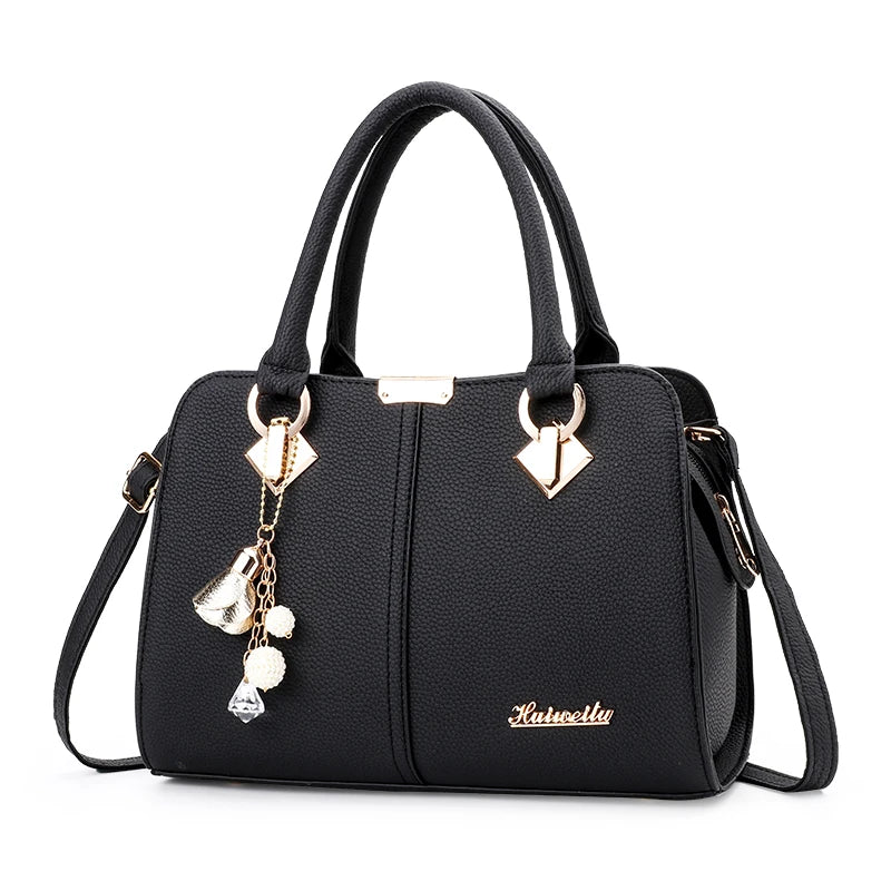 2024 Retro Simple Elegant Women's Shoulder Bag Large Capacity PU Versatile Fashionable for Middle-Aged Moms Decorated Letter
