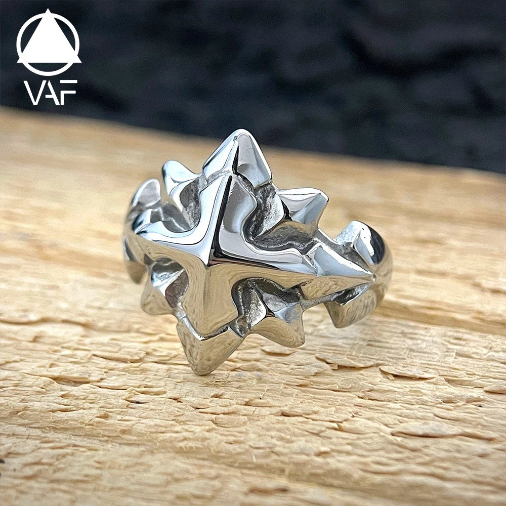 VAF HOT Polished Diamond Star Ring Stainless Steel Anillo De Estrella De Diamantes Polierter Diamant-Sternring Aus Edelstahl