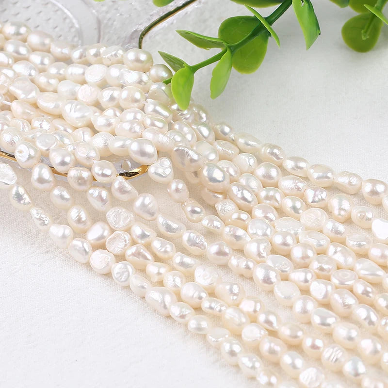 7-8mm AA Natural White Freshwater Baroque Cultured Pearl Loose Beads Strand