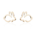 Enamel Bunny Zodiac Silver Hollow Cartoon Small Rabbit Hoop Stud Earrings