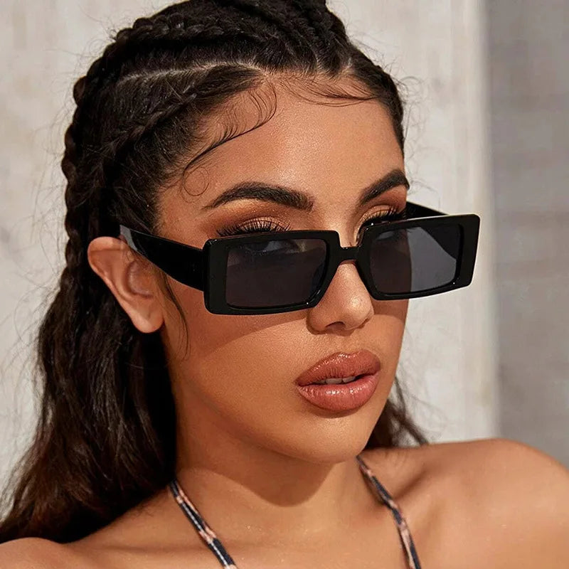 2023 Hot Trendy Vendors Boutique Women Small Black Green Square Rectangle Frames Shades Sun Glasses Sunglasses