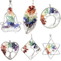 New Arrival 7 Chakra Natural Stone Crystal Gravel Pendant Tree of Life Silver Alloy Gemstone Pendants Fashion Gemstone Jewelry