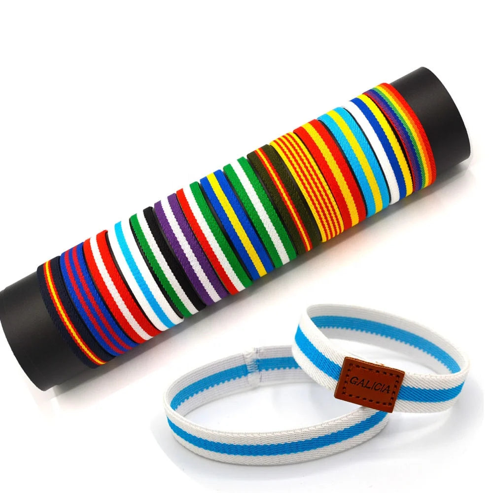 Hot Sell Elastic Polyester Colourful Men Gift Bangle Mix Colour ESPANA Bracelets