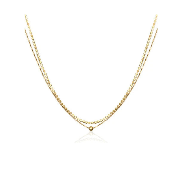VIANRLA Women's Necklace Two  Row Layered Pendant Chain Paperclip Figaro Snake Rope Cable Link
