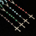 JC Crystal Wholesale 8mm Beaded Necklaces Alloy Cross Rosary with Virgin Mary and a Cross Rosary Necklace