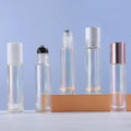 New Color 10 ML Transparent Wooden Lid Perfume Metal Roller Essential Oil Roll on Bottles