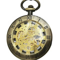 Weflourish MP0092 Antique Skeleton Mechanical Movement Hand Winding Zinc Alloy Case Roman Pocket Watch