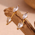 Dreamshow Dainty Zircon Water Drop Stud Earrings for Women 18k Gold Plated Jewelry Stainless Steel Earrings