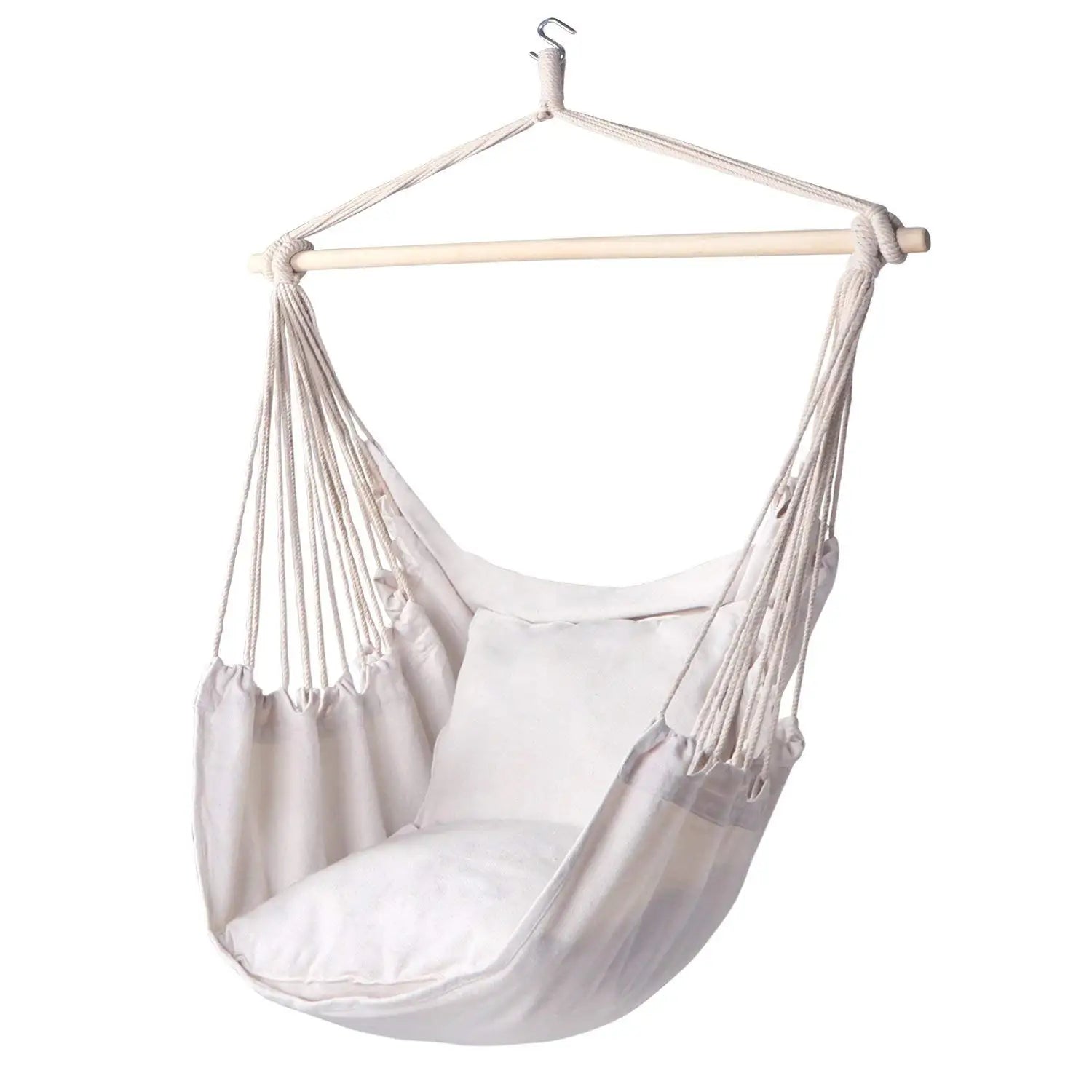 GodsWord Hot Sale Hammock Chair Hanging Rope Swing Cotton Hammock Chair With 2 Cushions for Indoor and Outdoor Portable