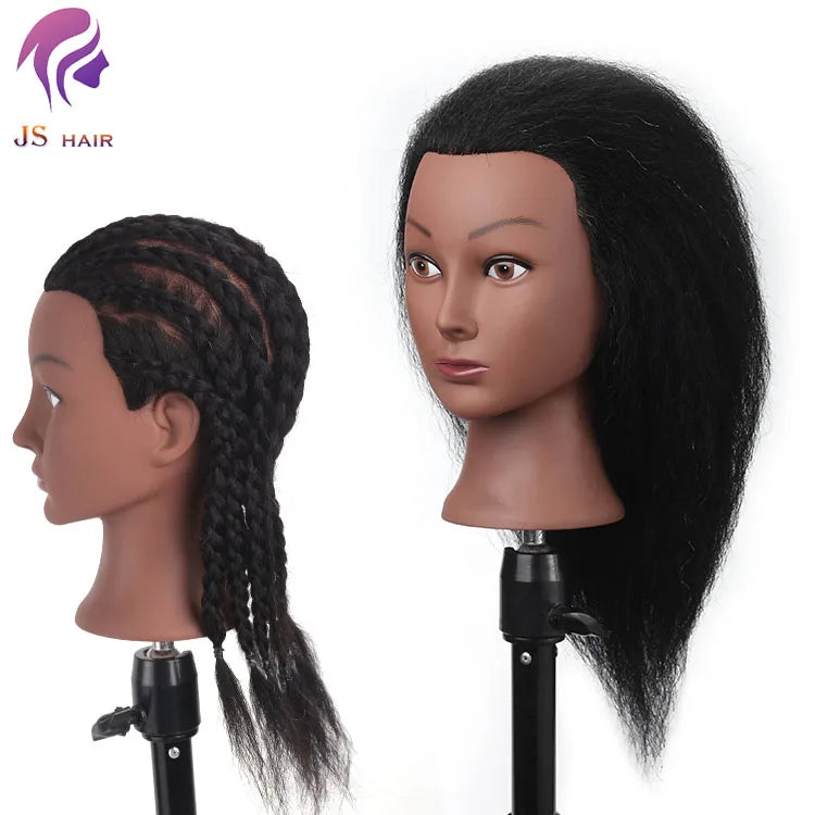 Human Hair Maniquine Practice Head for Hair Styling Manican With Hair for Braiding Coloring