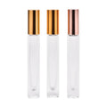 Custom 10ml Transparent Mini Glass Roller for Ball Perfume Bottles New Roll-On Seal with Square Shape and Roller Screw Top Lid