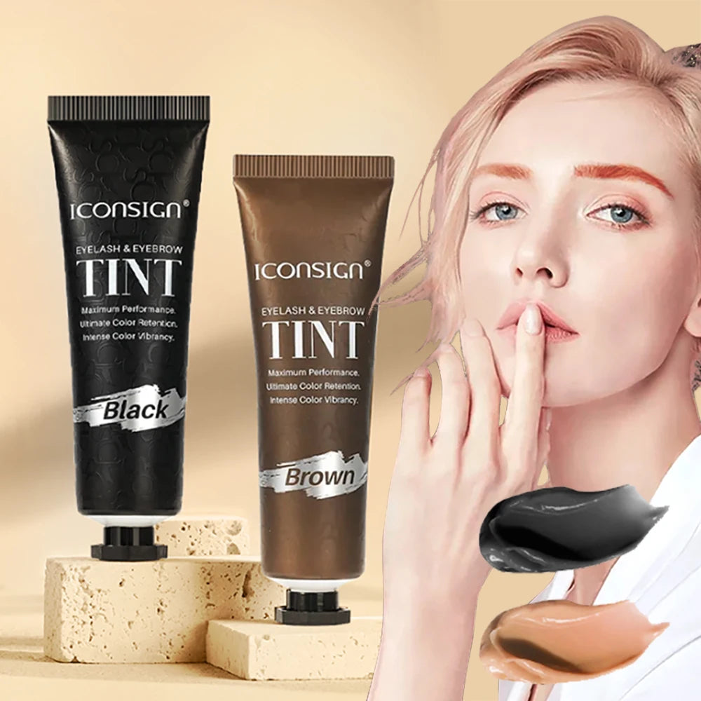 OEM Semi Permanent Eyebrow Dye Tinting Professional Brow Henna Private Label Hybrid Brow Dye Mixed Eyelash Eyebrow Tint Kit